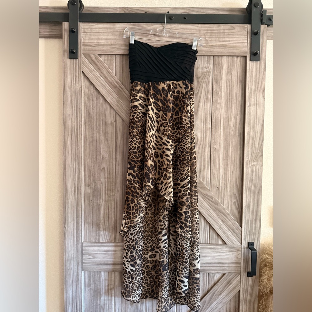 Strapless Leopard Print Dress